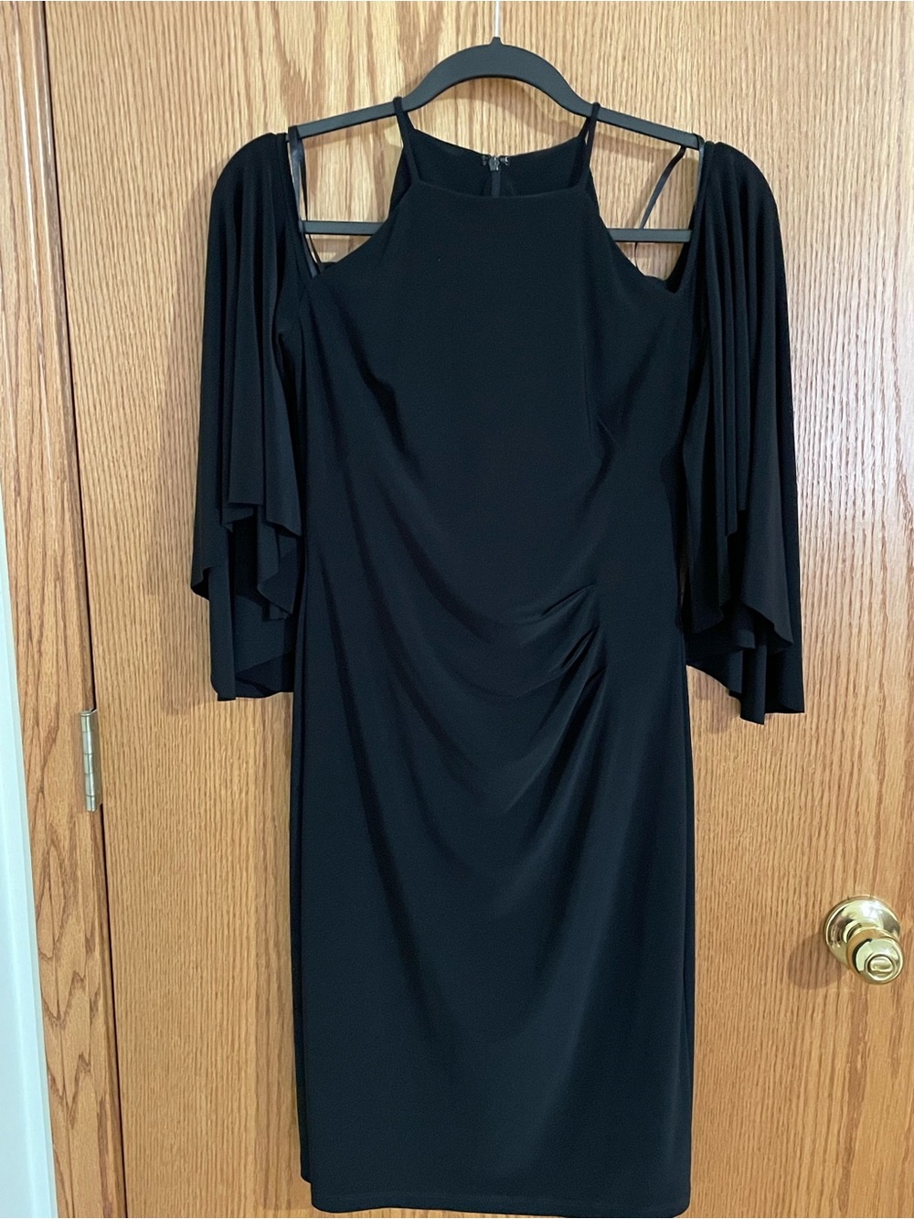 Lauren Ralph Lauren Black Cold-Shoulder Midi Dress